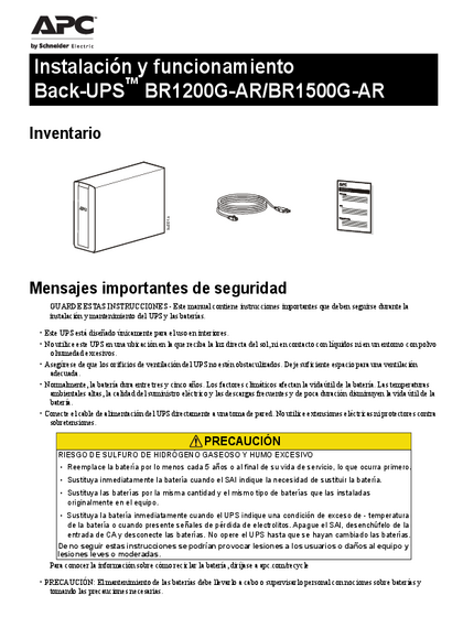 UPS APC Back-UPS Pro BR1500G-AR 1500VA - PDF