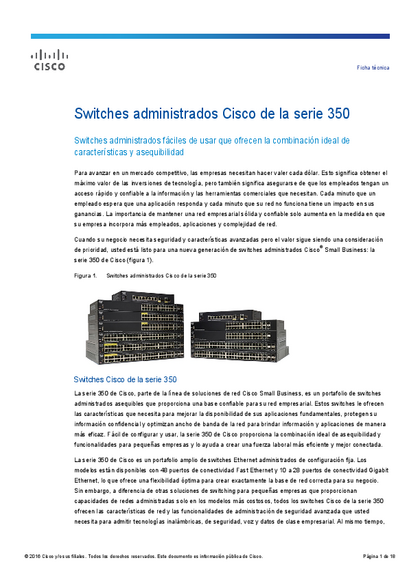Switch Cisco Cbs350-48T-4G 48 Puertos Adm. GigaBit 4 SFP - PDF