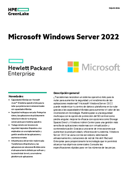 Microsoft Windows Server 2022 Essentials HPE Rok - PDF